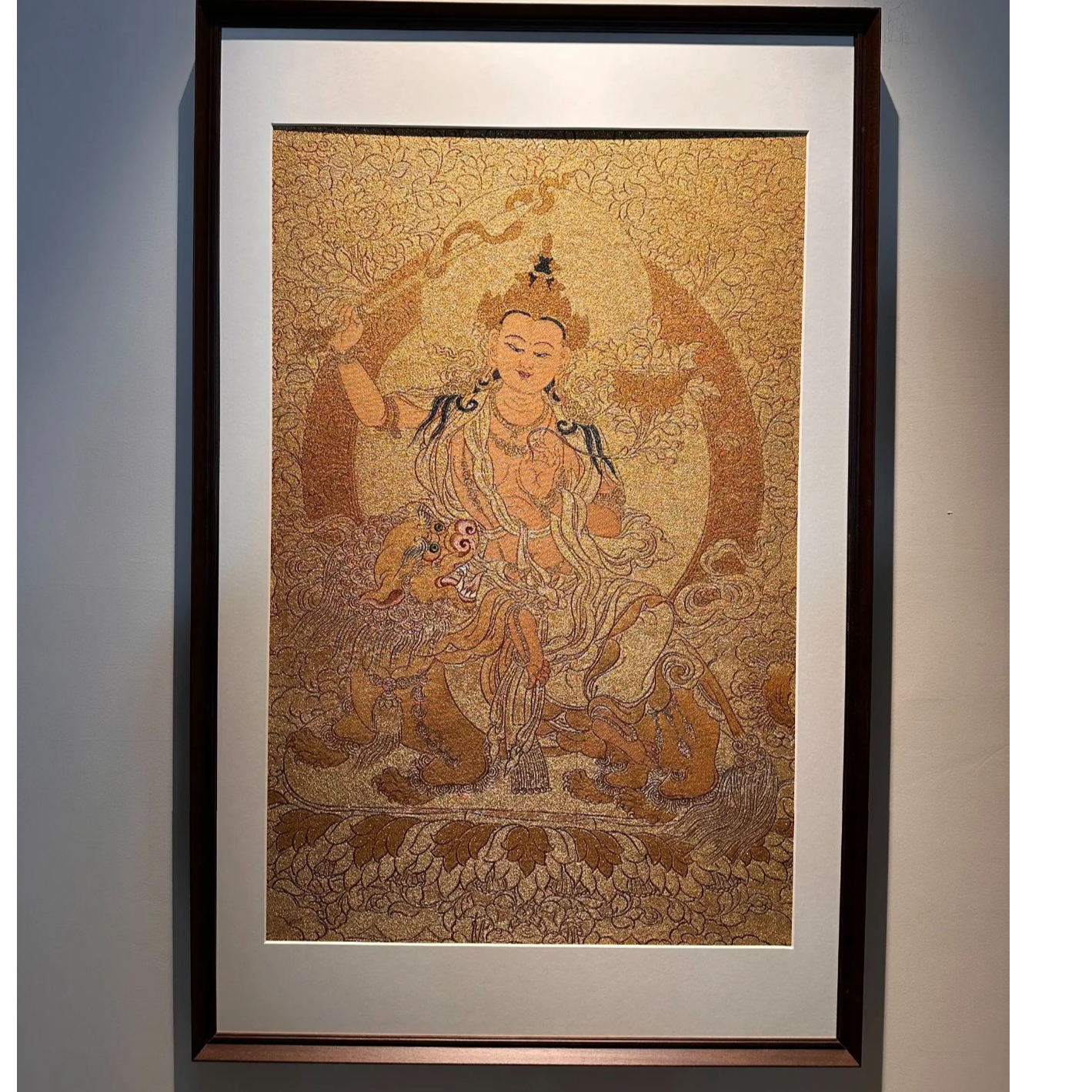 大漠.梵尘-刺绣材质【文殊菩萨金卡】挂画茶室挂画书房挂画刺绣画