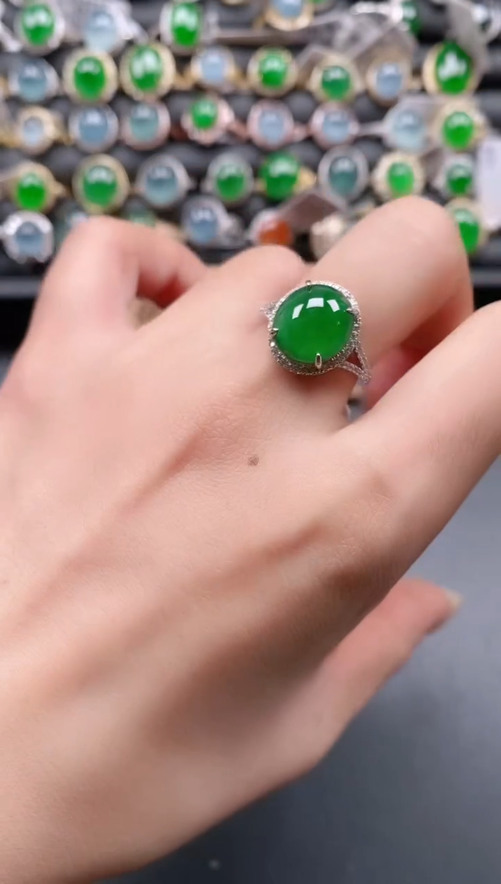 银S925镶嵌戒指翡翠111