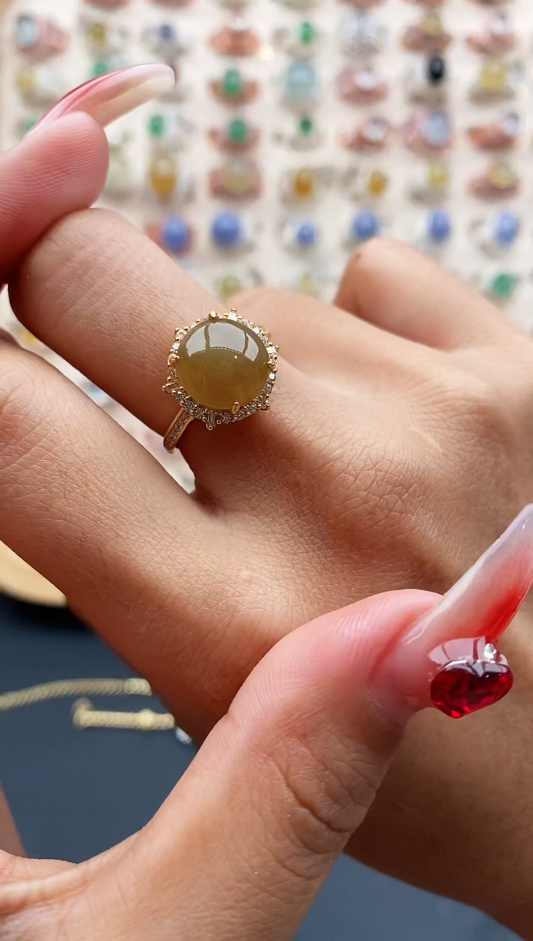 【闪购商品】翡翠戒指银S925镶嵌缅甸天然A货翡翠111  7-8