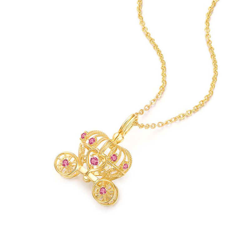 坠链均925银合成锆石 南瓜马车吊坠女锁骨链D09689