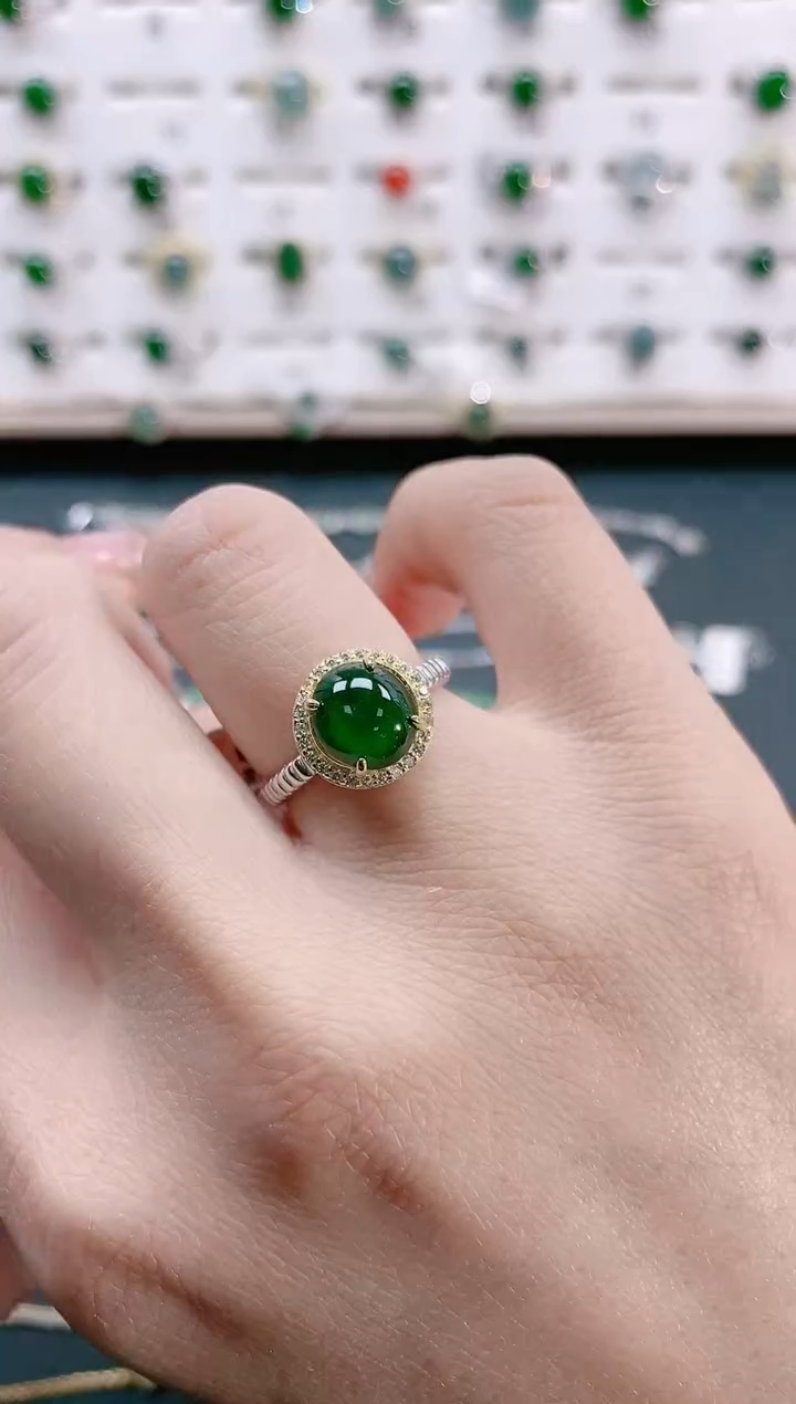 【闪购商品】翡翠戒指银S925镶嵌天然翡翠