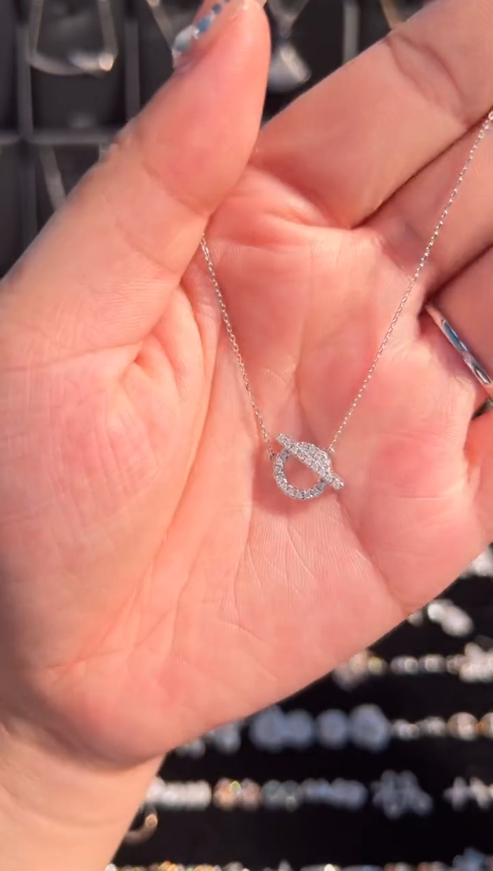 项链钻石铂Pt950镶嵌24分小Q项链满钻