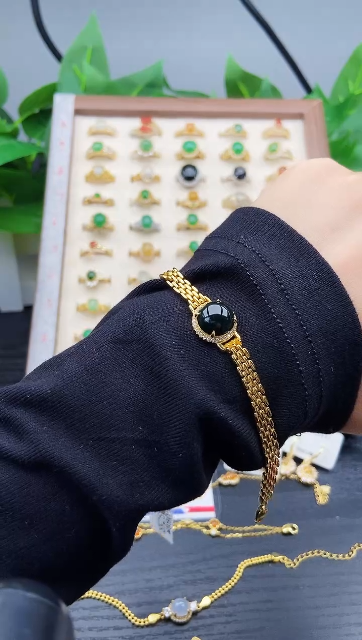 银S925镶嵌手链翡翠1