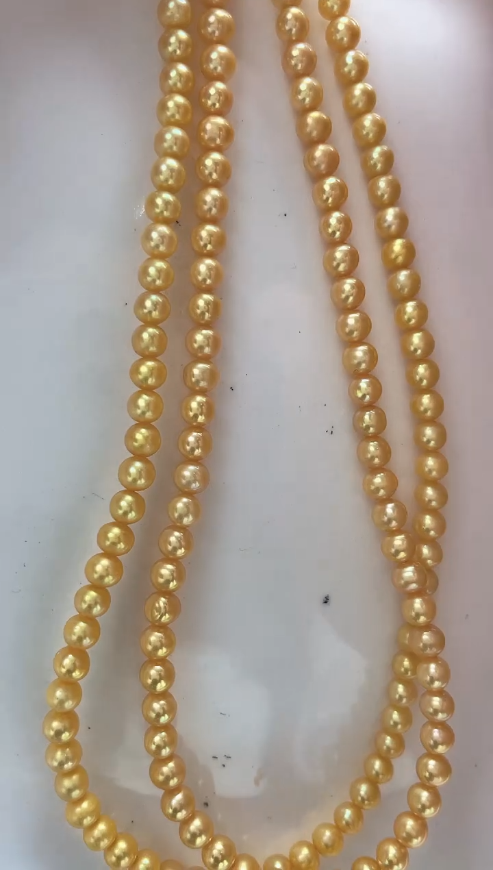 项链未镶嵌淡水珍珠4mm+黄色系小米项链（多样性发一）