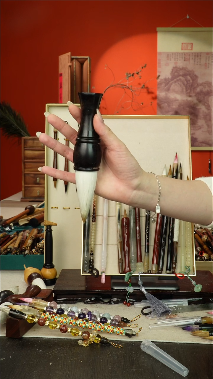 244号闪孤品高货毛笔链接 清水试笔 蘸墨不退