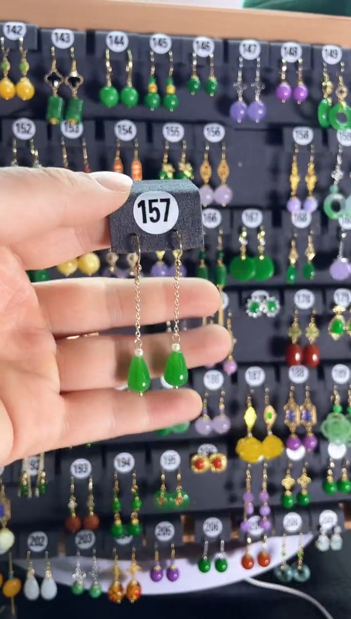 【闪购商品】翡翠耳饰银S925镶嵌157     