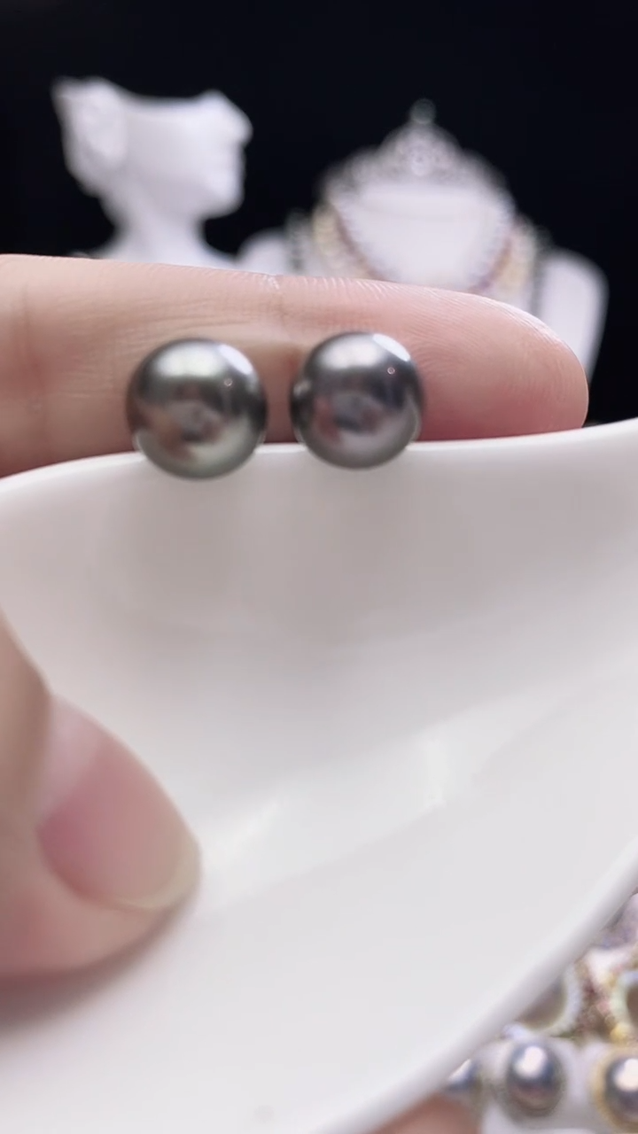 【闪购商品】海水珍珠耳钉18K金镶嵌大溪地珍珠耳钉