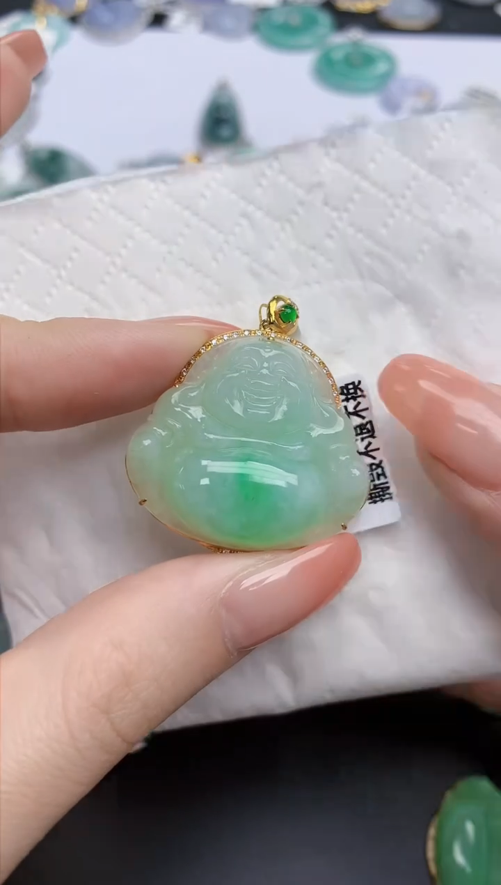 【闪购商品】翡翠颈饰18K金镶嵌天然缅甸翡翠A货