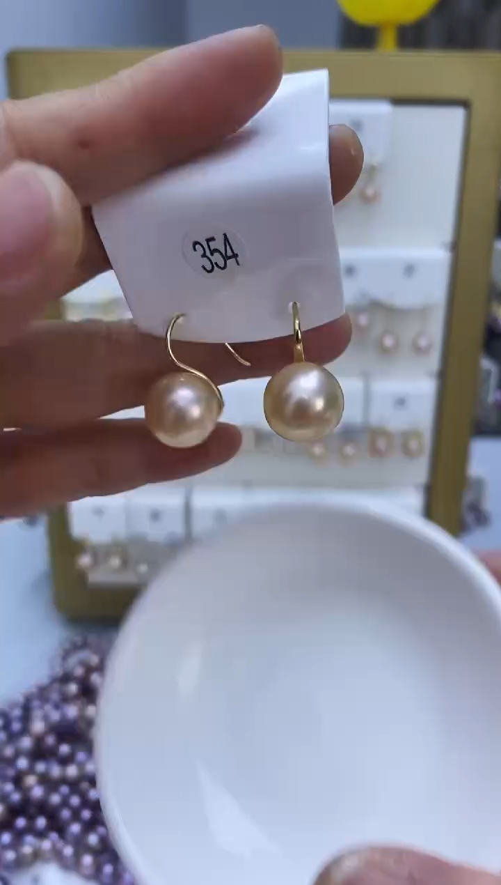 银S925镶嵌耳饰淡水珍珠354