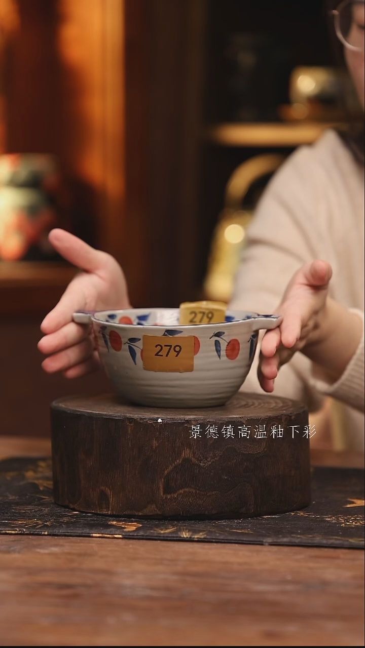 陶瓷景德镇高温釉下手绘陶瓷@L279@