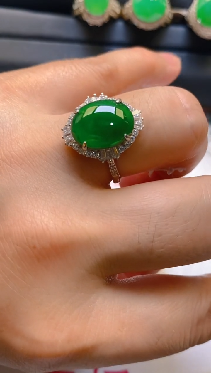 【闪购商品】翡翠耳饰银S925镶嵌天然A货翡翠1