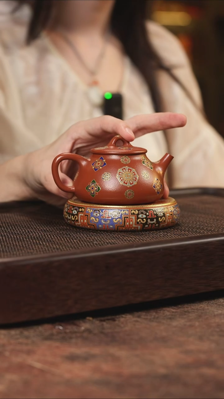 茶壶紫砂皮球花福瓢