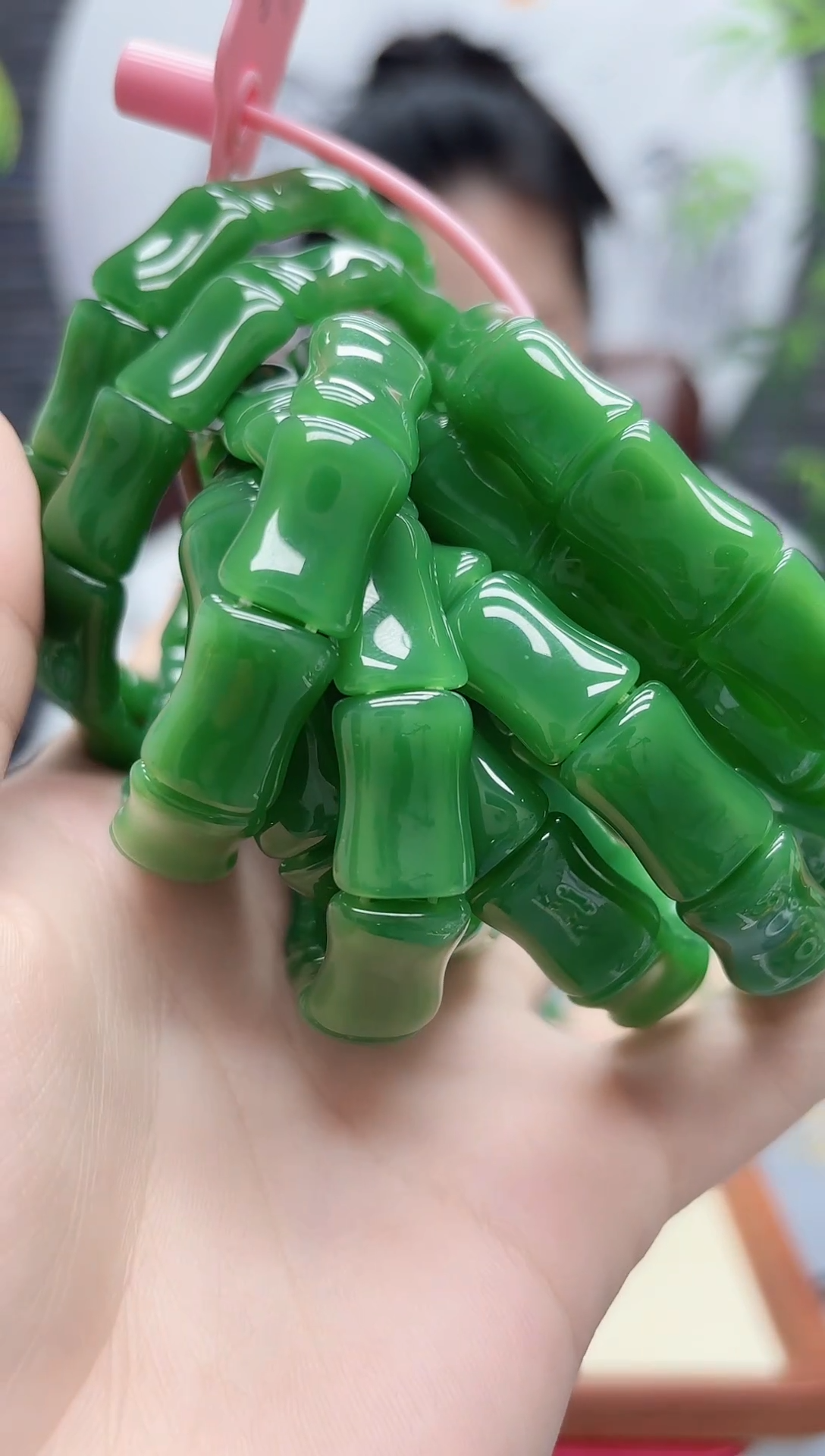 手串未镶嵌和田玉（碧玉）俄料节节高升手牌