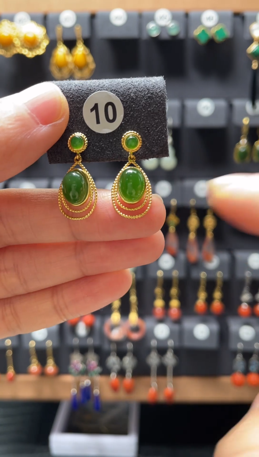 【闪购商品】和田玉耳饰银S925镶嵌0010