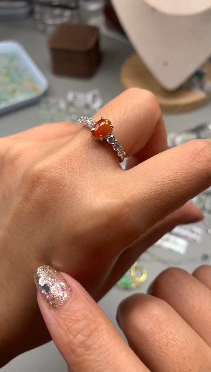 银S925镶嵌戒指翡翠1