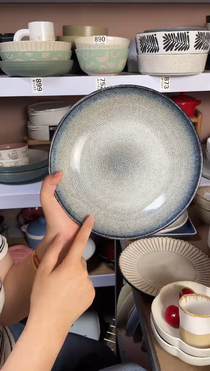 碗微瑕（1个装）深盘螺纹蓝色