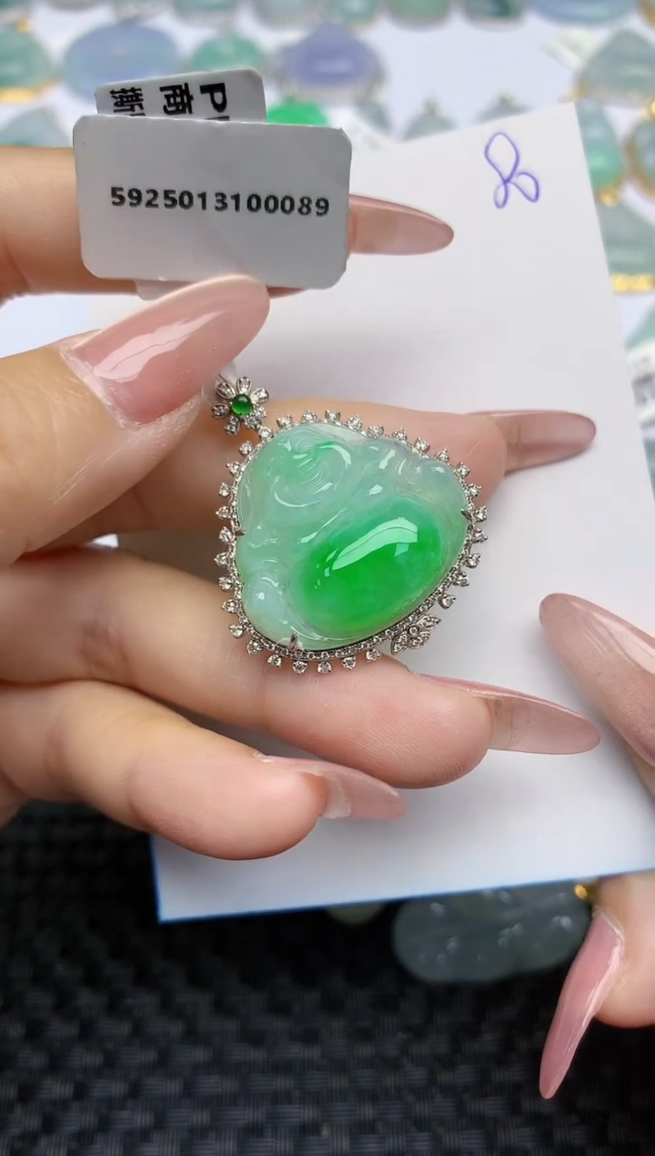 【闪购商品】翡翠颈饰18K金镶嵌天然A货翡翠 80