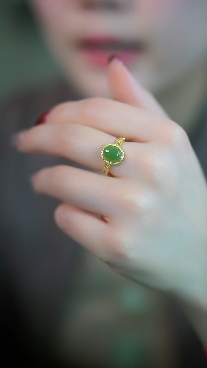 【闪购商品】和田玉（糖玉）戒指银S925镶嵌设计款戒指