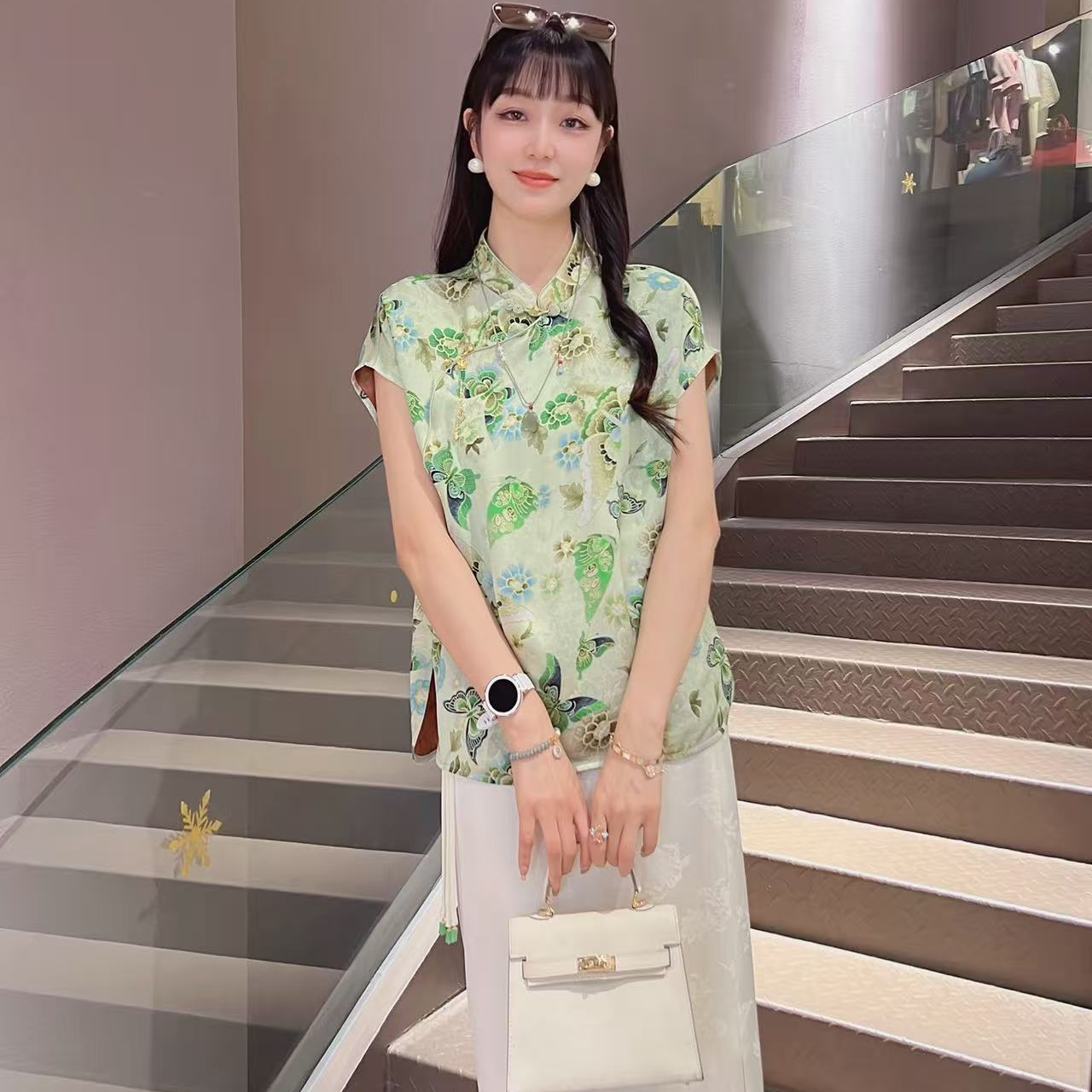 《秀秀定制》《绿野仙踪》新中式时尚夏季宽松圆领蝴蝶气质衬衫5400