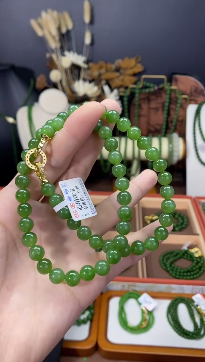 【闪购商品】和田玉（碧玉）颈饰未镶嵌8微矿锁骨链果阳