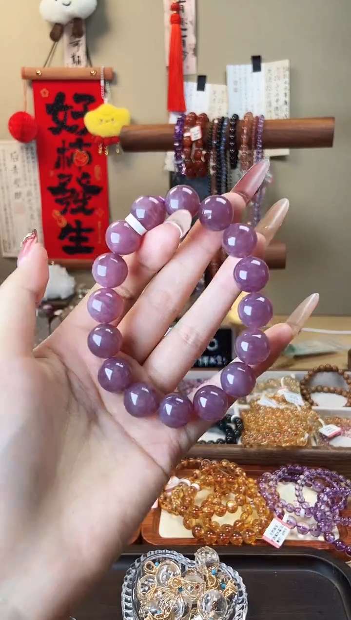 【闪购商品】水晶手串未镶嵌紫马粉13mm