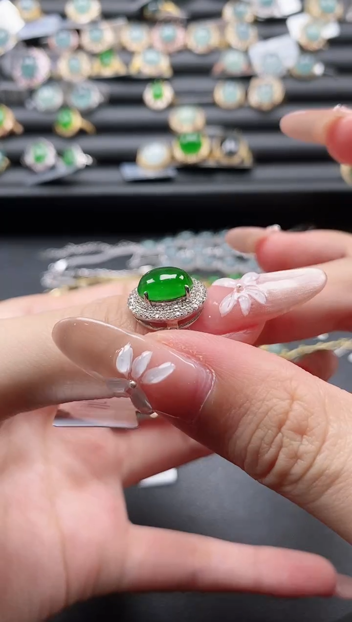 【闪购商品】翡翠戒指银S925镶嵌55555