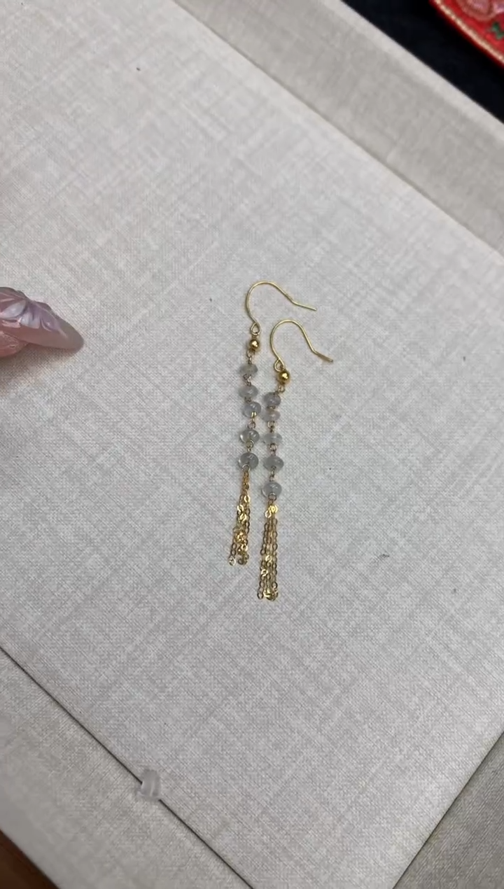 【闪购商品】翡翠耳饰18K金镶嵌耳钩