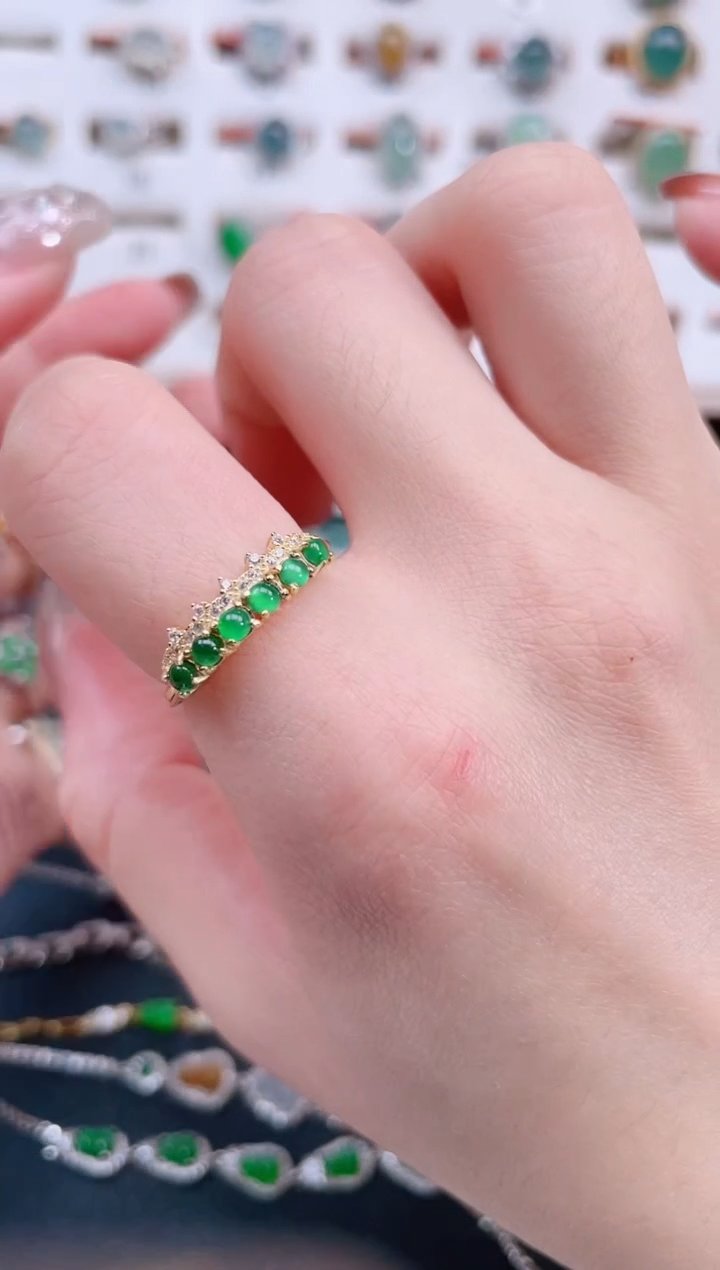 银S925镶嵌戒指翡翠天然翡翠