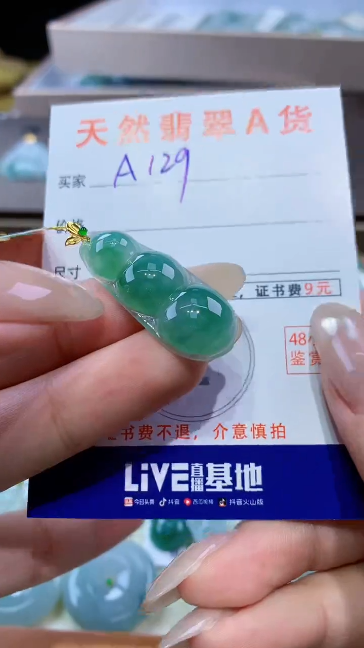 颈饰18K金镶嵌翡翠天然翡翠A货挂件