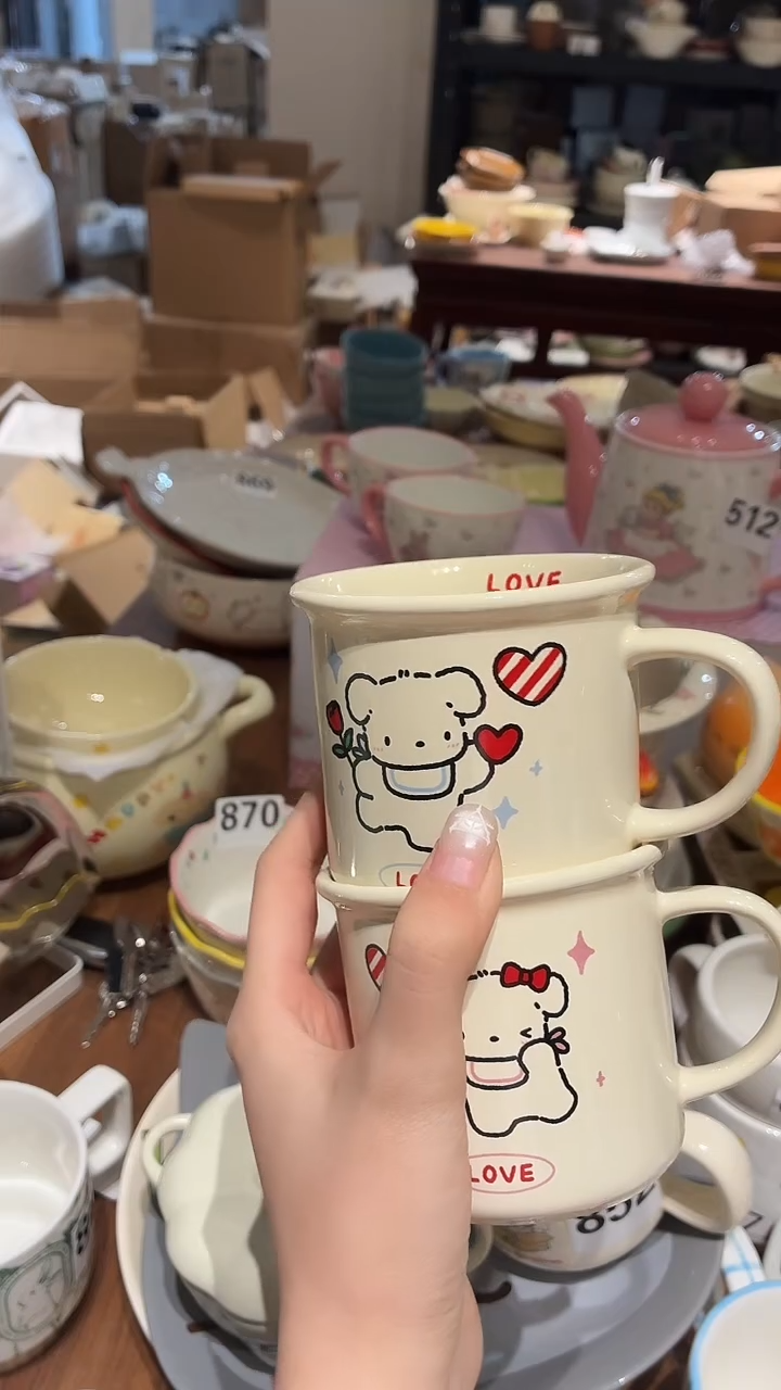 瓷871 小狗 杯子 2个 瑕疵