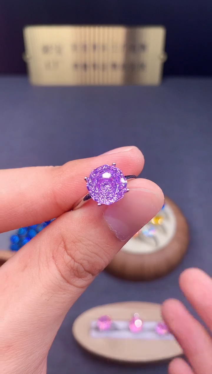 戒指锂辉石银S925镶嵌5123