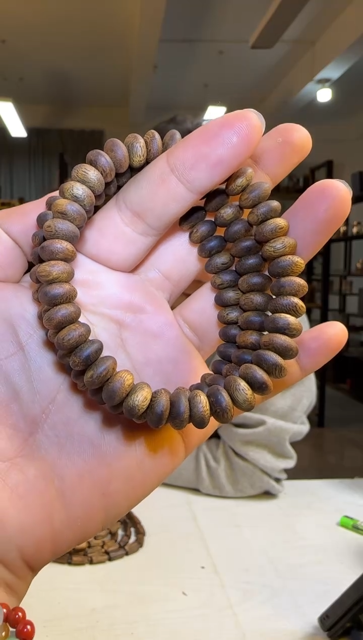 沉香手串99沉海南老白棋算盘珠单圈9mm7g+多样性发1