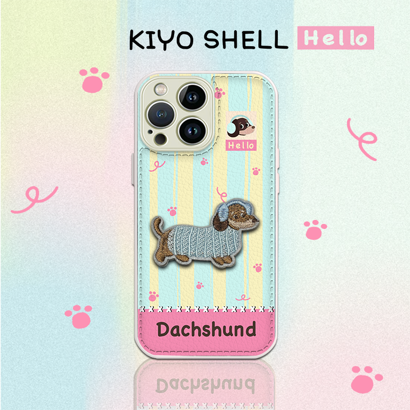 耳机刺绣腊肠适用苹果17pro全包手机壳iPhone华为vivo小米17oppo