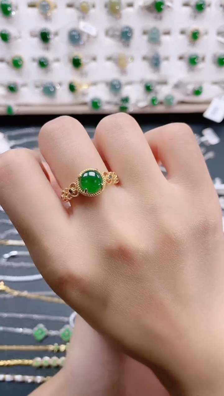 【闪购商品】翡翠戒指银S925镶嵌天然翡翠