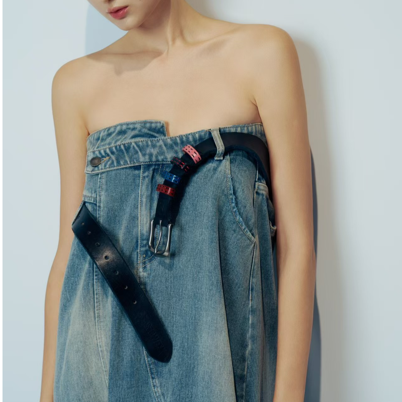 【LOCAT】 senseaweek  撞色腰袢牛皮腰带  