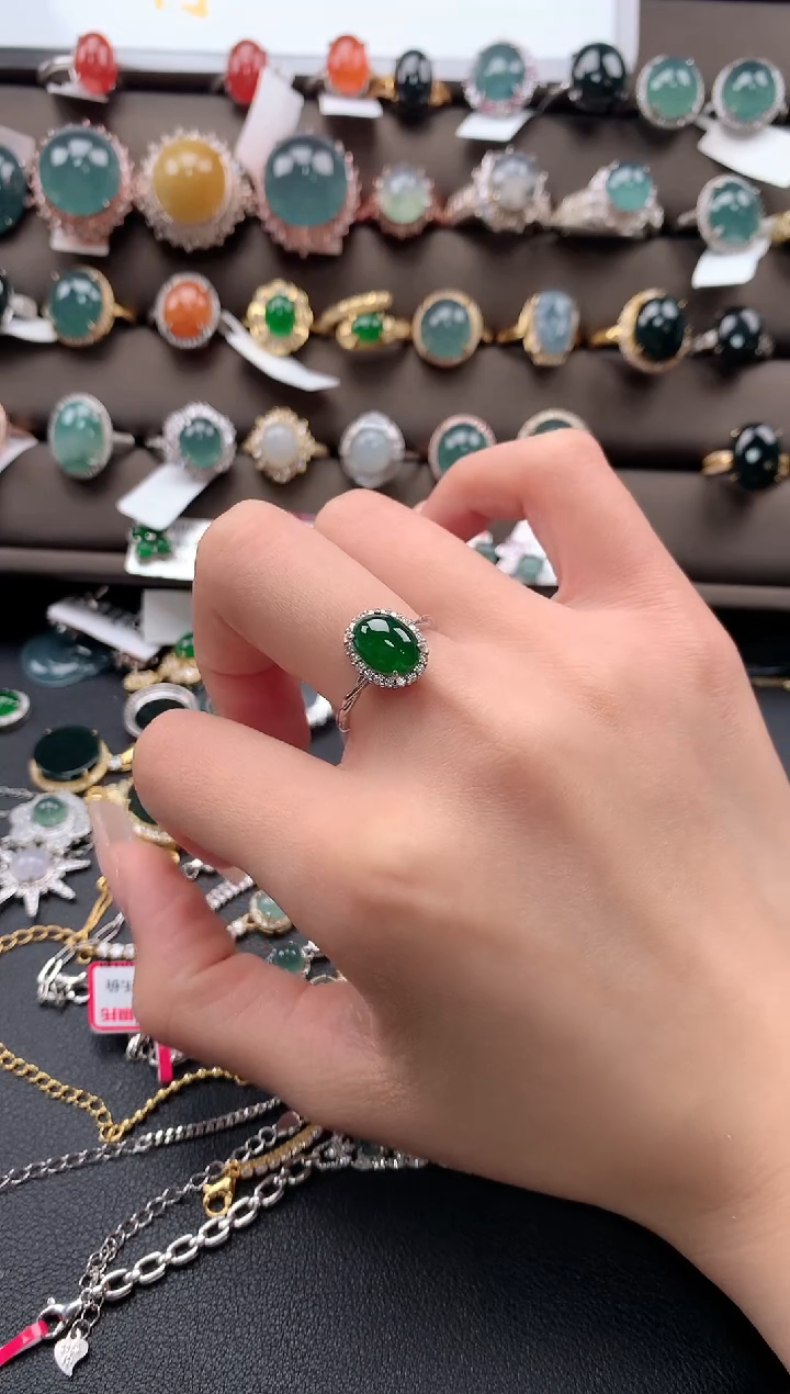 【闪购商品】翡翠戒指银S925镶嵌3123123