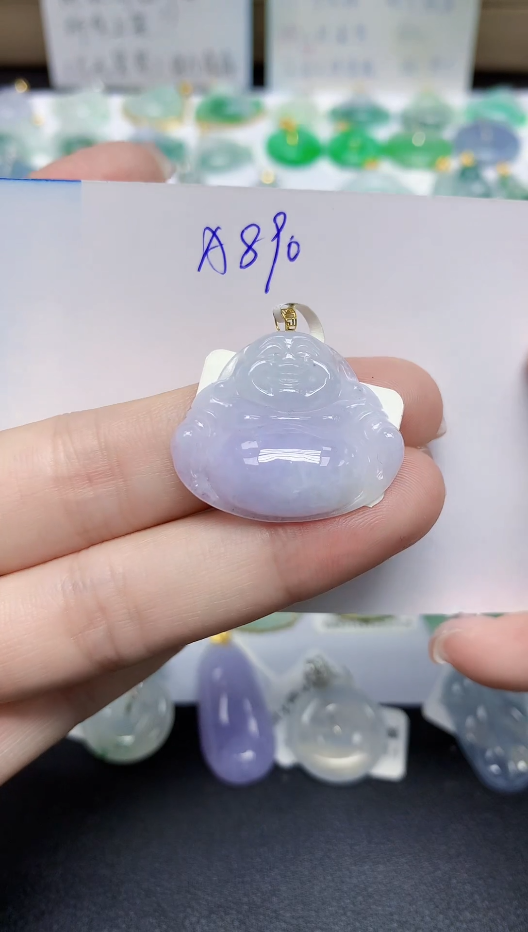 颈饰18K金镶嵌翡翠天然缅甸翡翠A货翡翠百元以上9元证书费自理