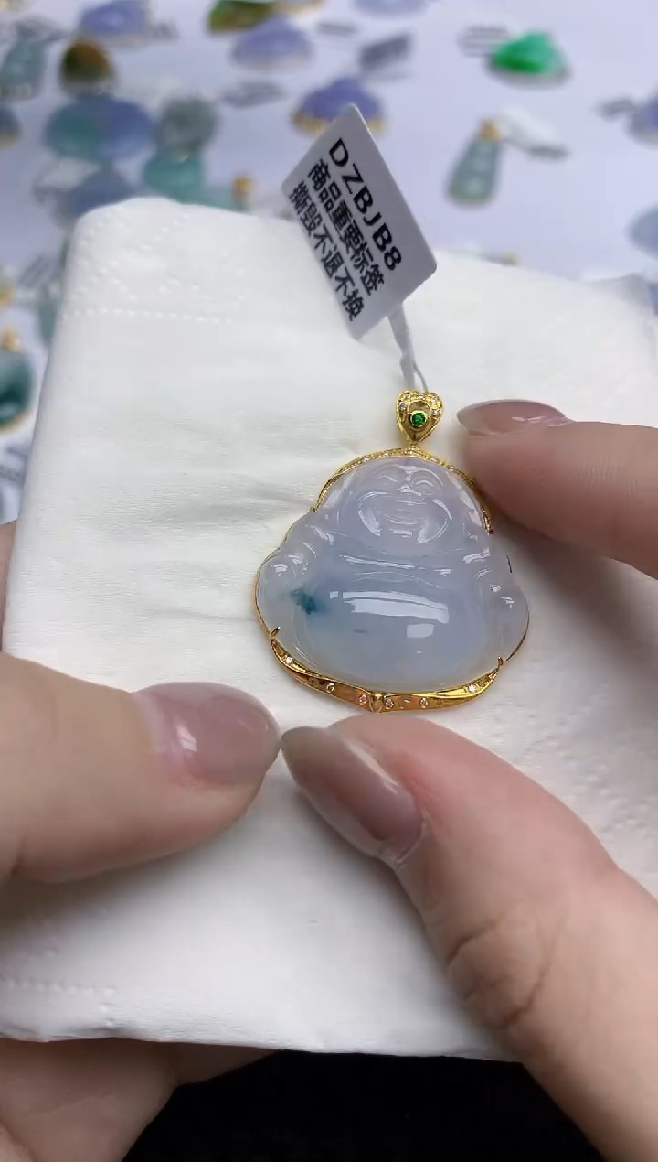 【闪购商品】翡翠颈饰18K金镶嵌天然翡翠A货