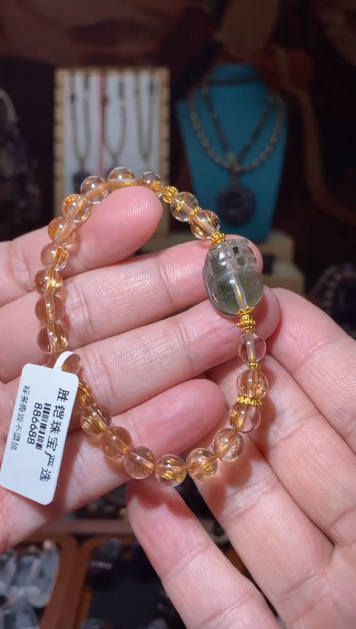 【闪购商品】水晶手串未镶嵌玫瑰钛晶绿幽灵貔貅