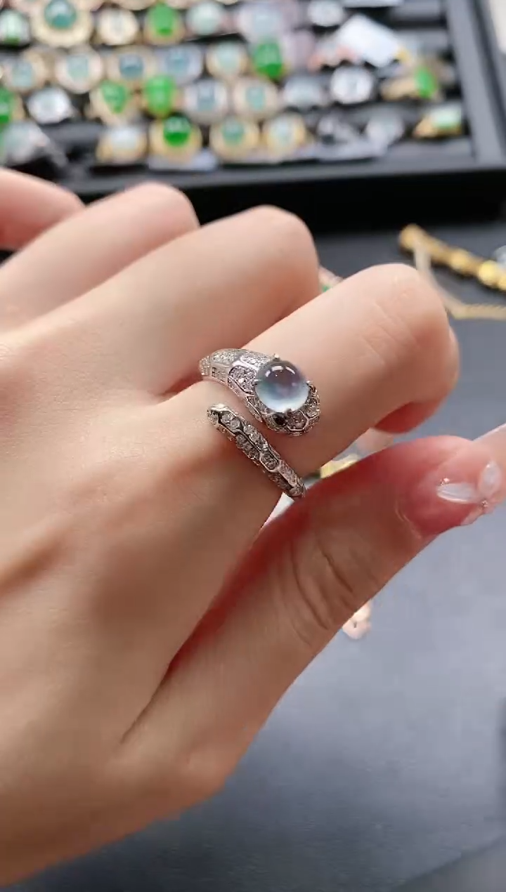 【闪购商品】翡翠戒指银S925镶嵌51511-15