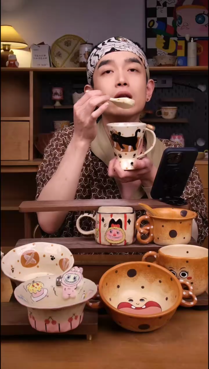 杯子景德镇可爱设计师款陶瓷（带勺）