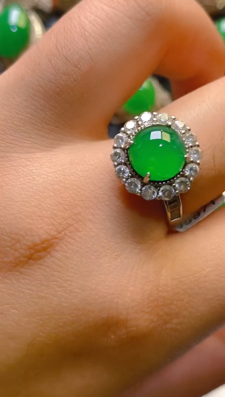 【闪购商品】翡翠银S925镶嵌耳饰天然A货翡翠1