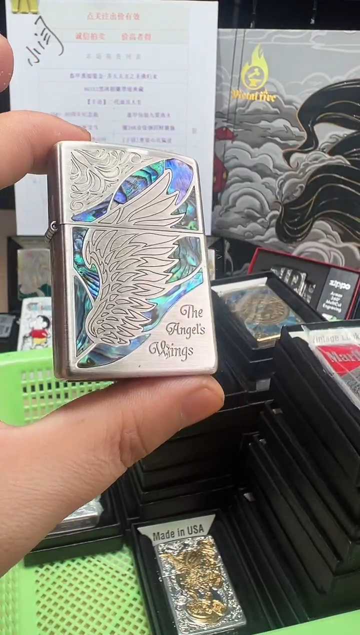 铜古银天使之翼蓝色彩贝