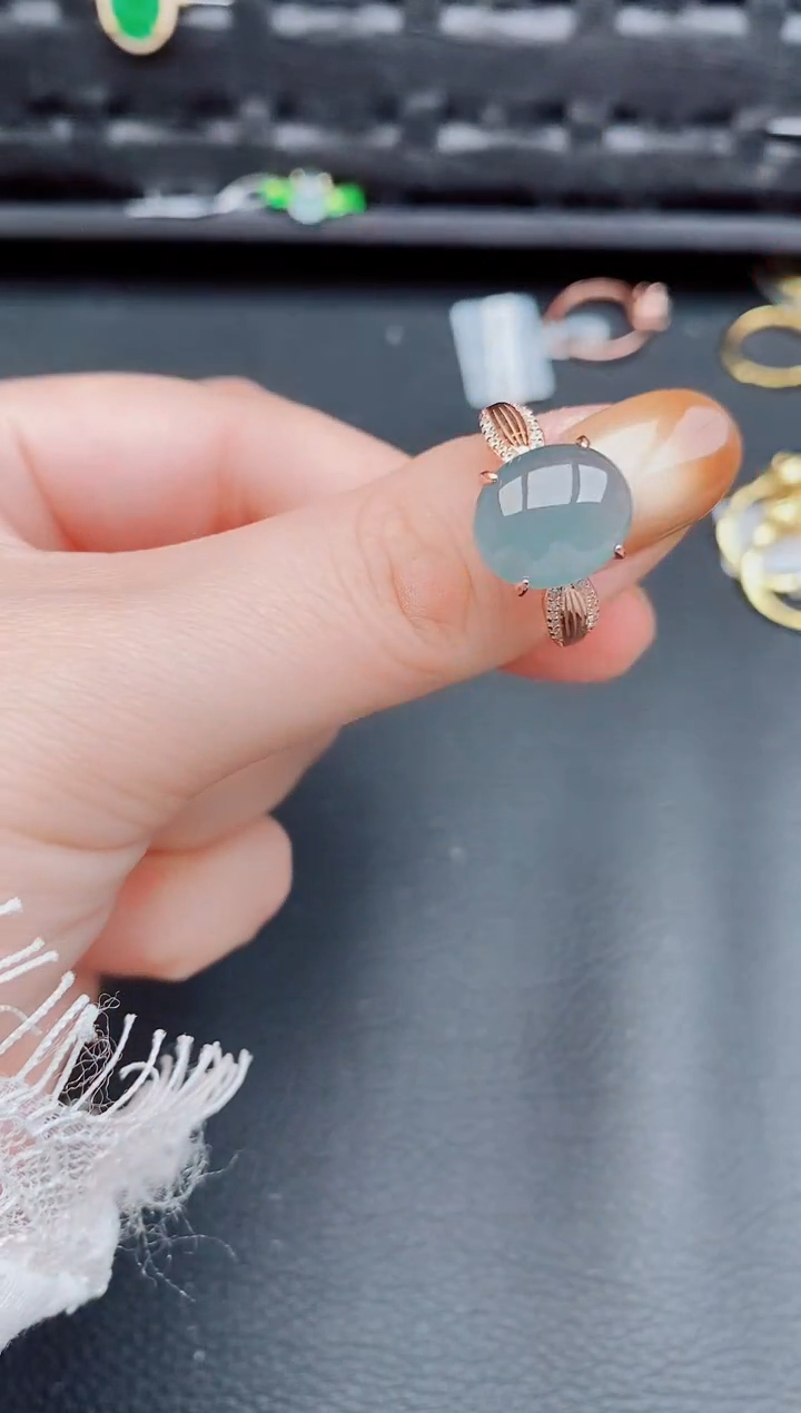 【闪购商品】翡翠戒指银S925镶嵌天然a货翡翠320