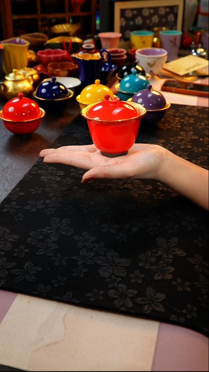 茶杯紫砂【宜景窑系列】中国红盖碗