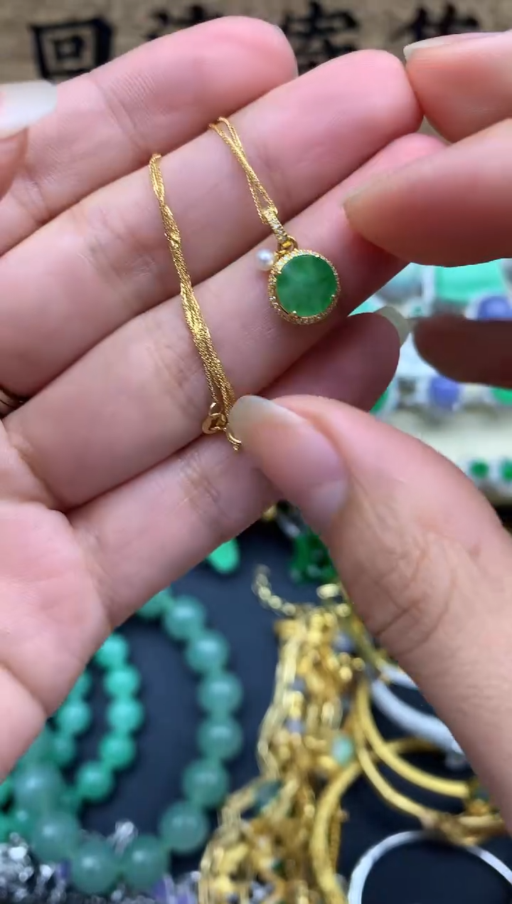 【闪购商品】翡翠颈饰18K金镶嵌348-中国好珍宝
