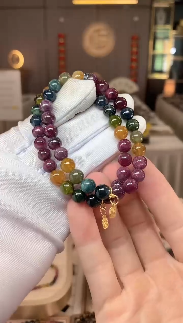 未镶嵌老矿碧玺彩虹单圈手串7mm+碧玺多样性发货一条xion