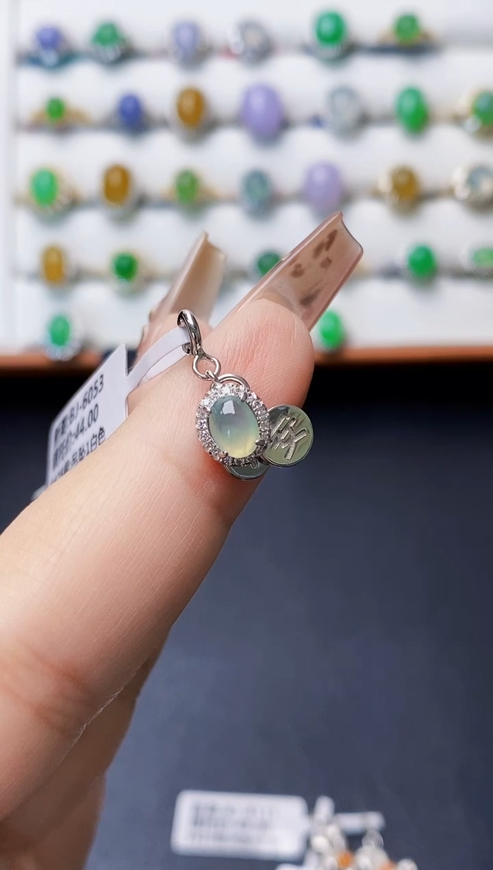 银S925镶嵌戒指翡翠0365