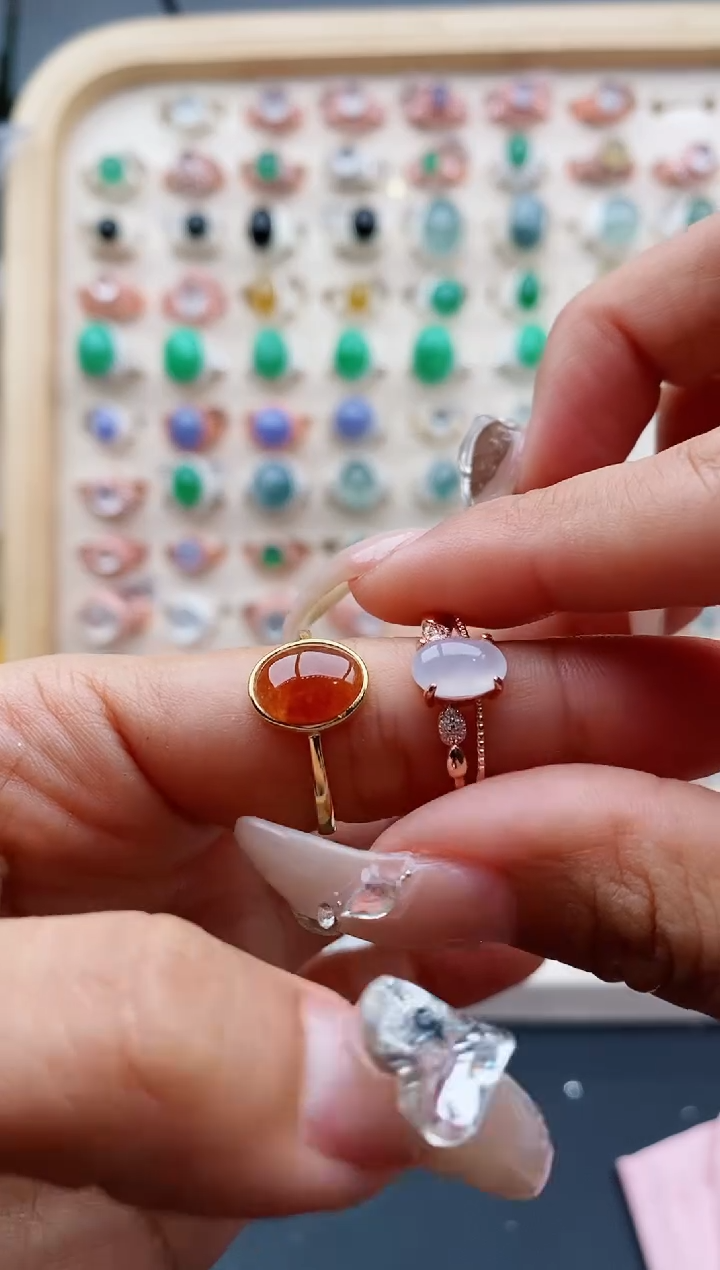 【闪购商品】翡翠戒指银S925镶嵌缅甸天然A货翡翠333  5+5