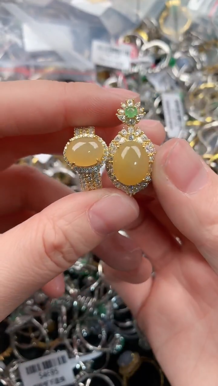 银S925镶嵌戒指翡翠10                  8